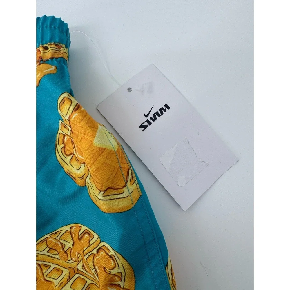 Nike Boys Teal Waffle Syrup Print Swim Trunks Board Shorts NESSF864-463 Size 4